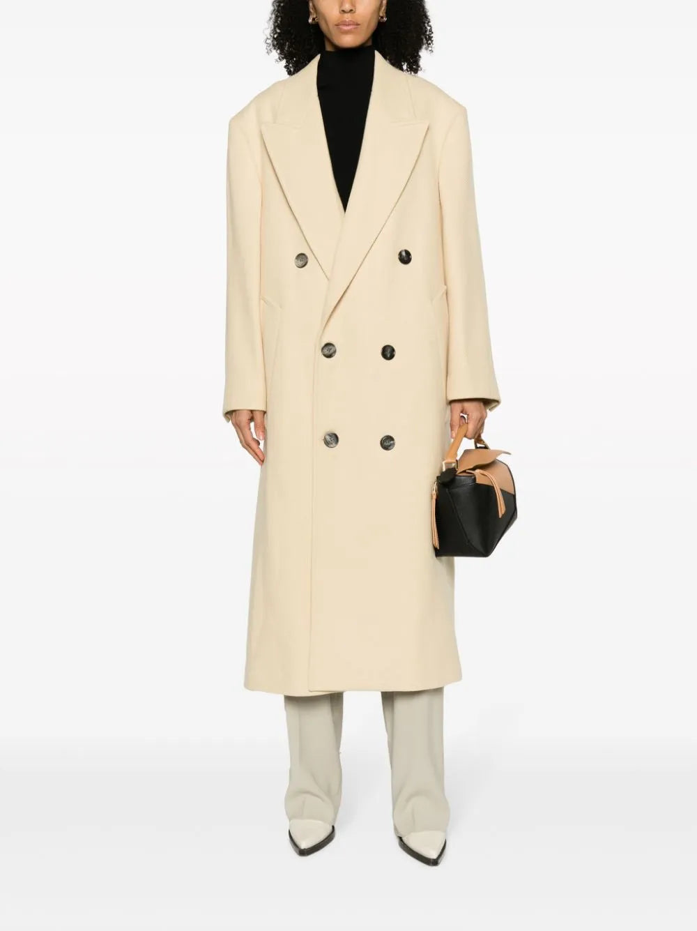 Wide-Lapels Double-Breasted Long Coat