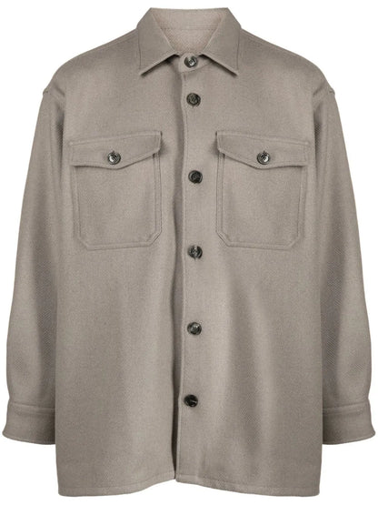 Spread-Collar Wool-Blend Shirt Jacket