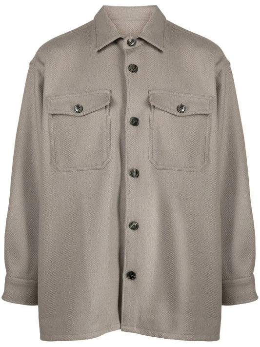 Spread-Collar Wool-Blend Shirt Jacket