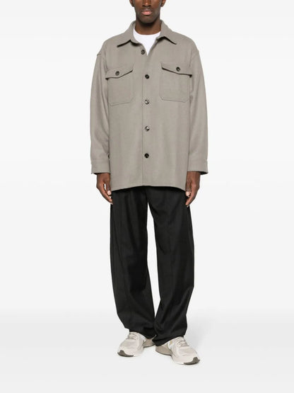 Spread-Collar Wool-Blend Shirt Jacket