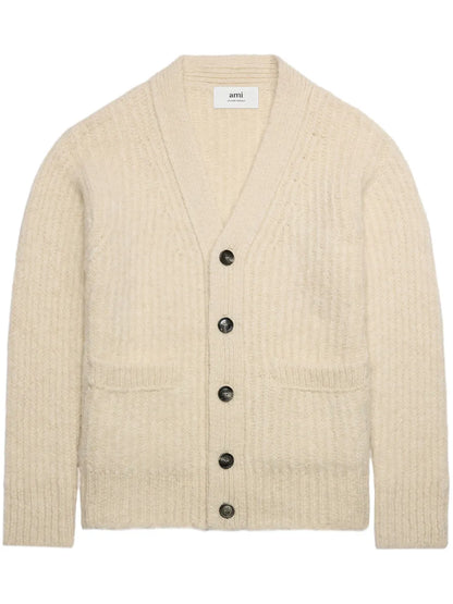 V-Neck Rib-Knit Cardigan