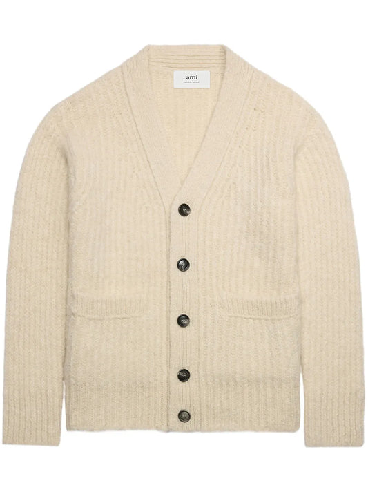 V-Neck Rib-Knit Cardigan