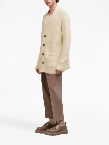 V-Neck Rib-Knit Cardigan