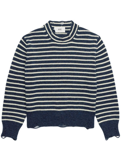 Striped Ribbed Crew Neck Jumper