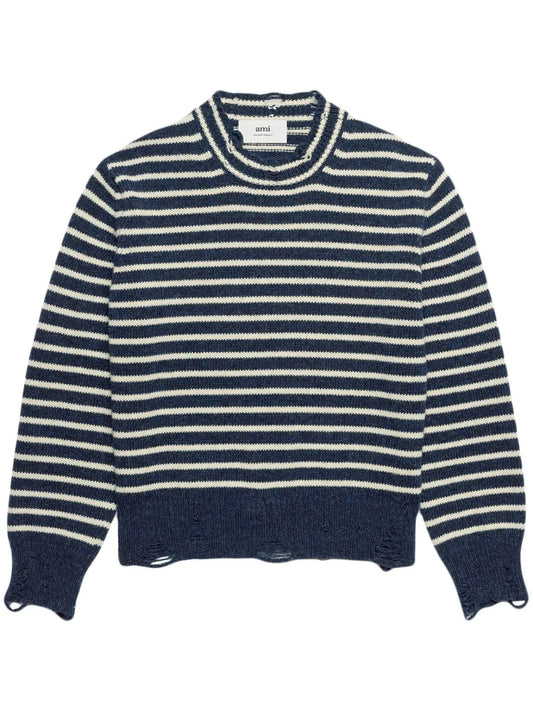 Striped Ribbed Crew Neck Jumper