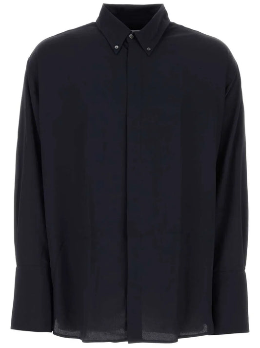 Drop-Shoulder Crepe Shirt