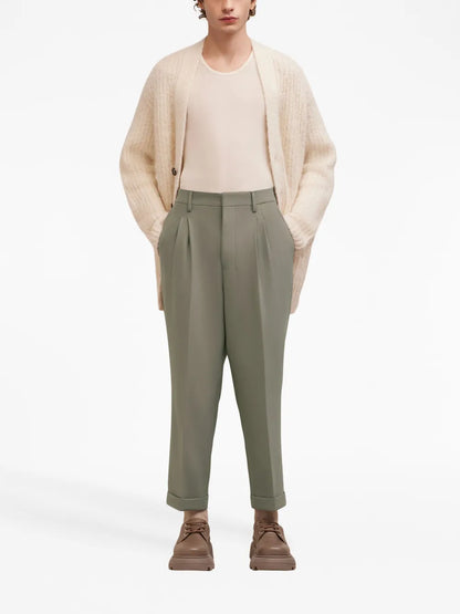 Box-Pleated Cropped Trousers
