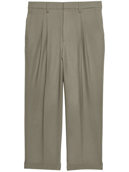 Box-Pleated Cropped Trousers