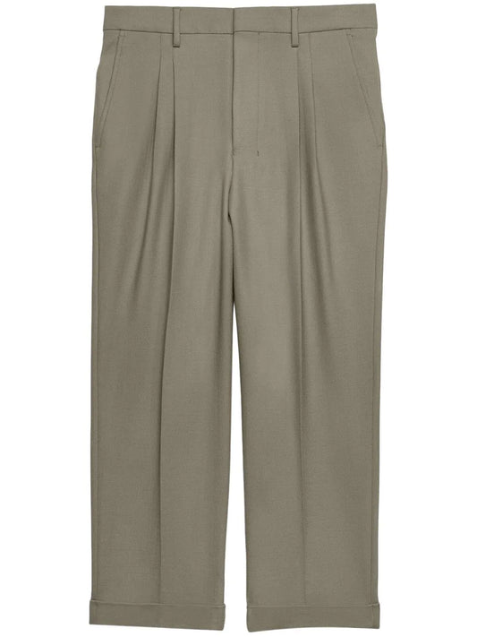 Box-Pleated Cropped Trousers