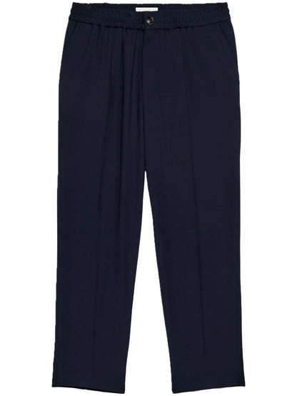 Elasticated-Waist Tapered Trousers