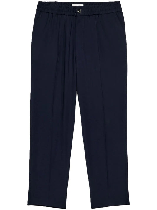 Elasticated-Waist Tapered Trousers