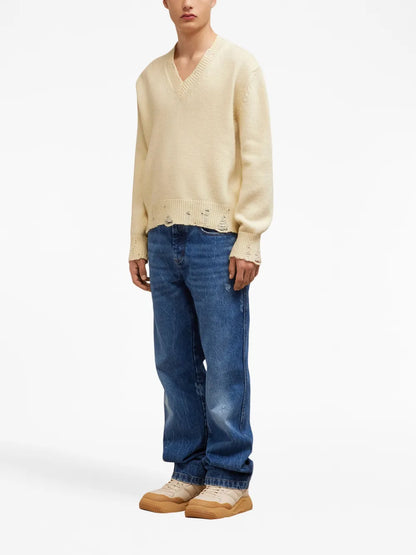 Ripped V-Neck Jumper