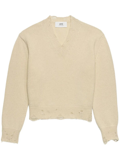 Ripped V-Neck Jumper