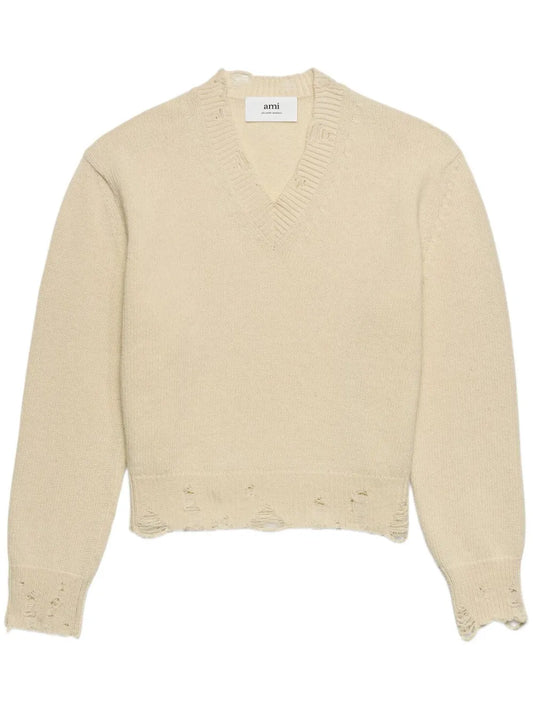 Ripped V-Neck Jumper