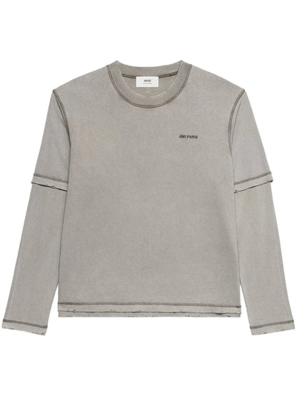 Embroidered-Logo Layered Sweatshirt