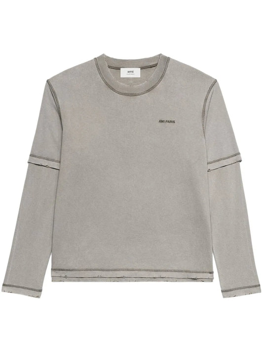 Embroidered-Logo Layered Sweatshirt