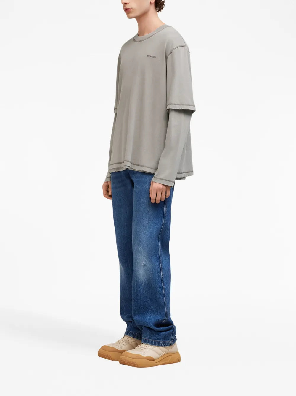 Embroidered-Logo Layered Sweatshirt