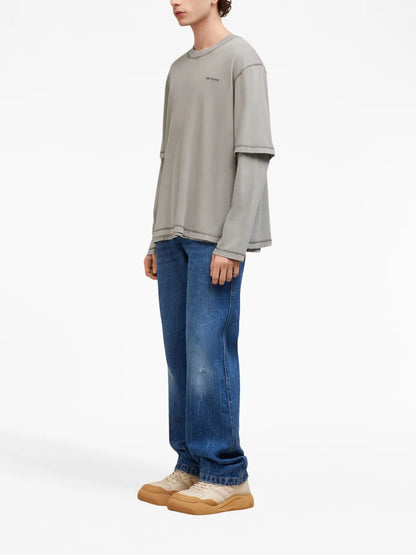 Embroidered-Logo Layered Sweatshirt