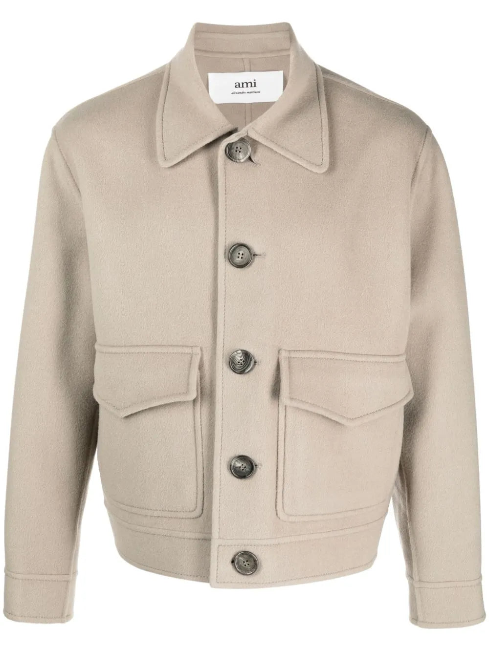 Pointed-Collar Buttoned Jacket