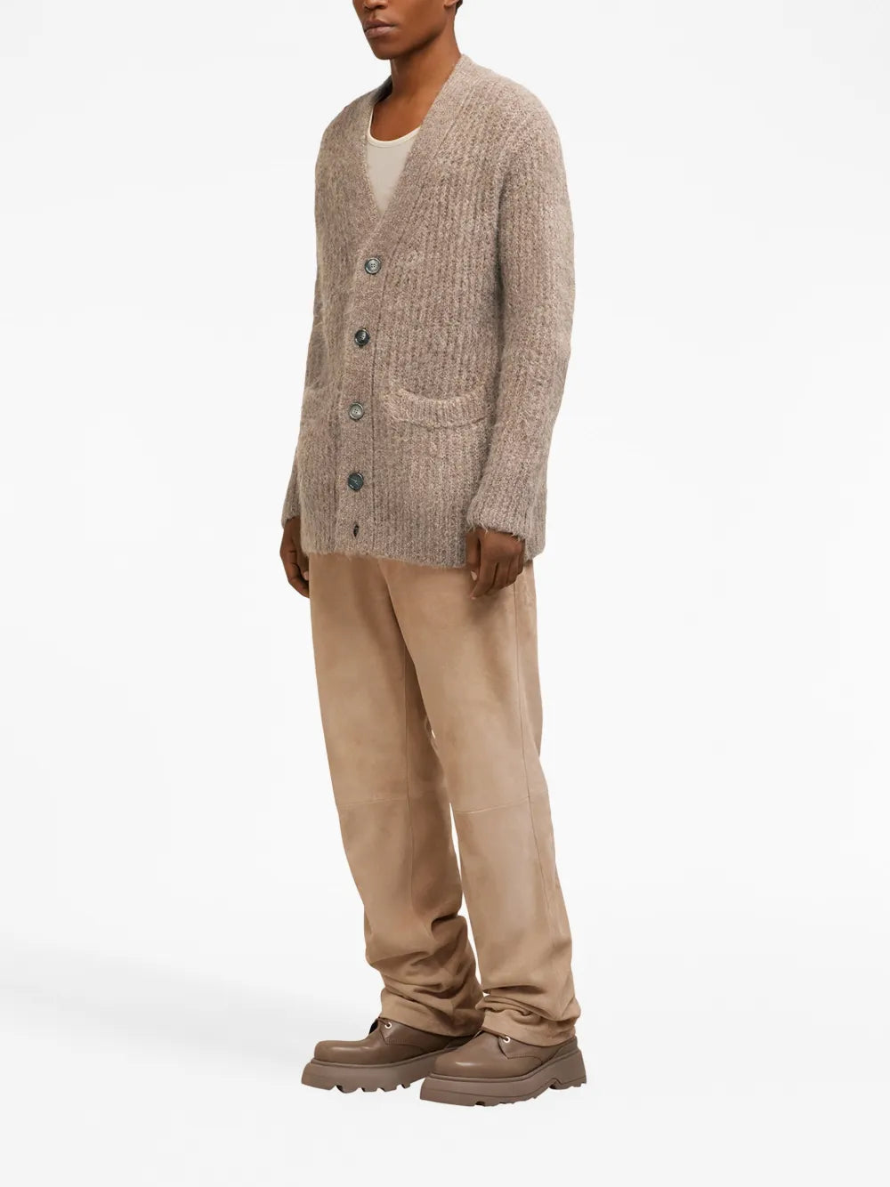 V-Neck Rib-Knit Cardigan