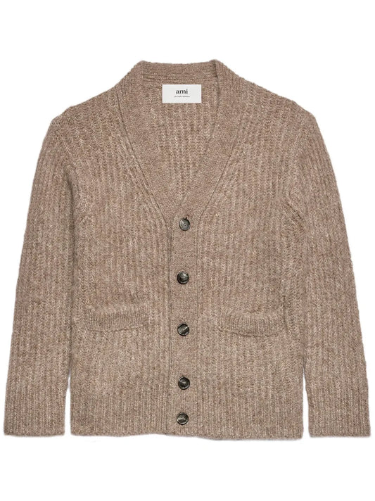 V-Neck Rib-Knit Cardigan