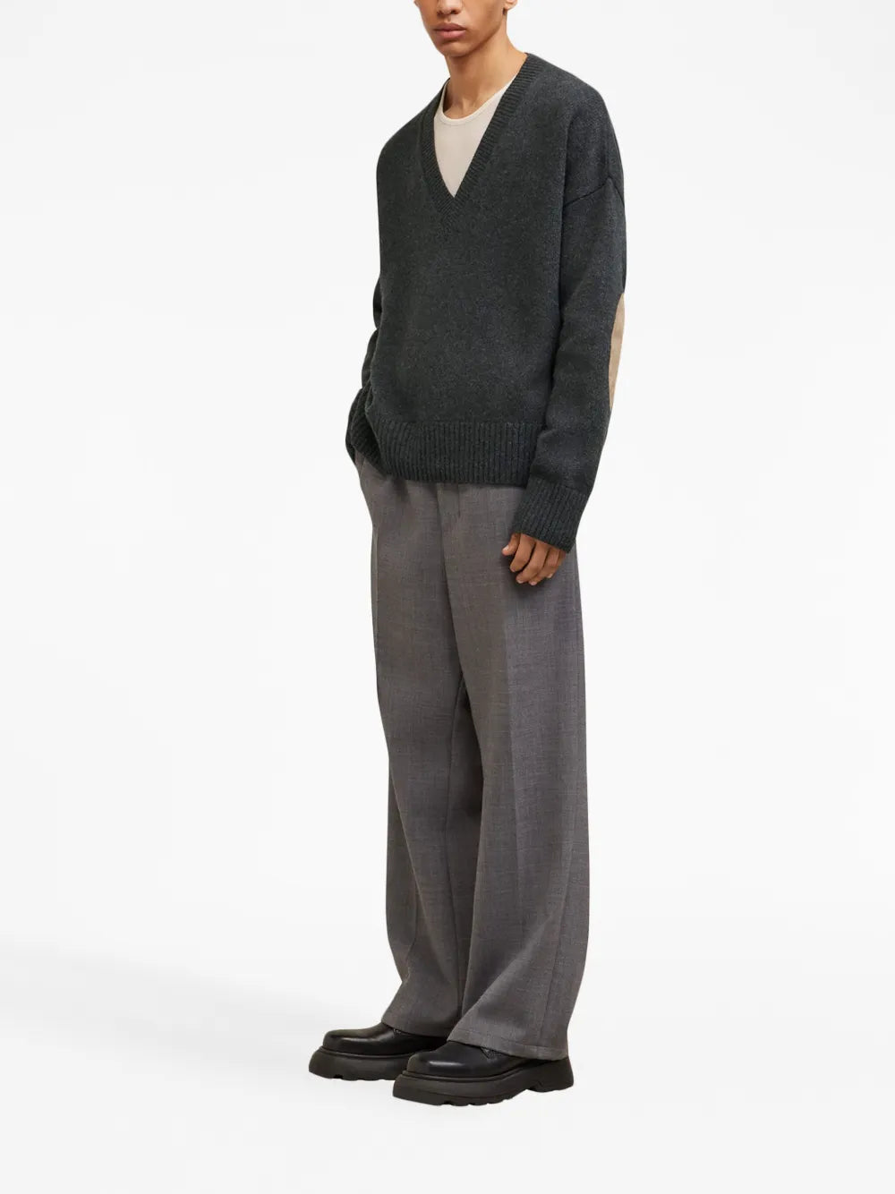 V-Neck Elbow Patches Jumper