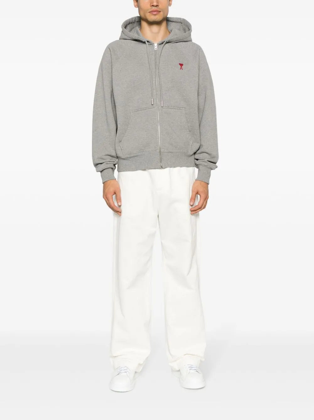 Ami De Coeur-Embroidered Zip-Up Hoodie