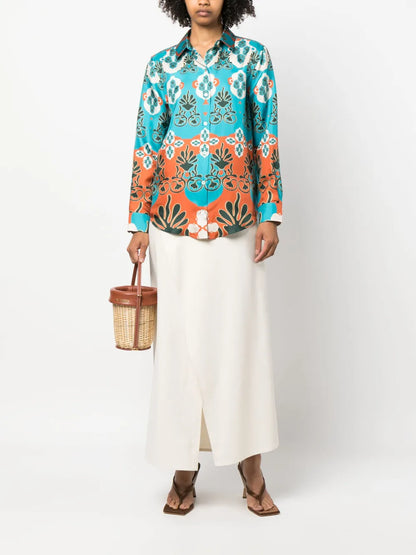 Patterned-Jacquard Silk Shirt