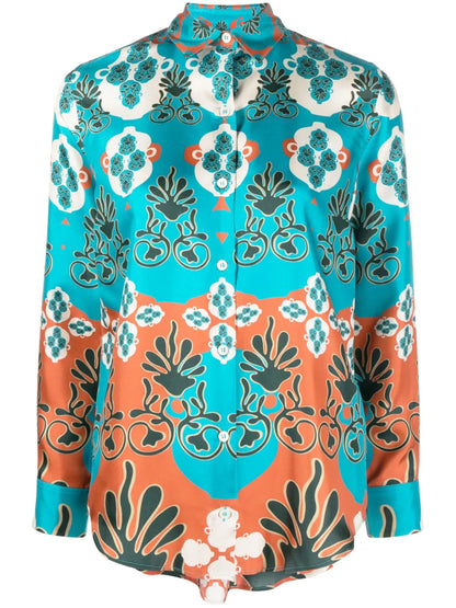 Patterned-Jacquard Silk Shirt