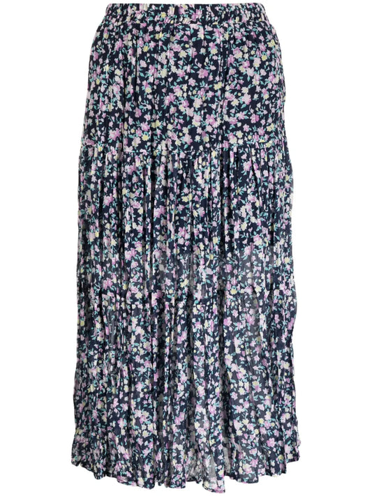 Floral-Print Pleated Skirt