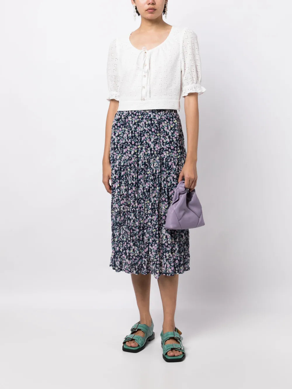 Floral-Print Pleated Skirt