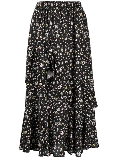 Floral-Print Tiered Skirt
