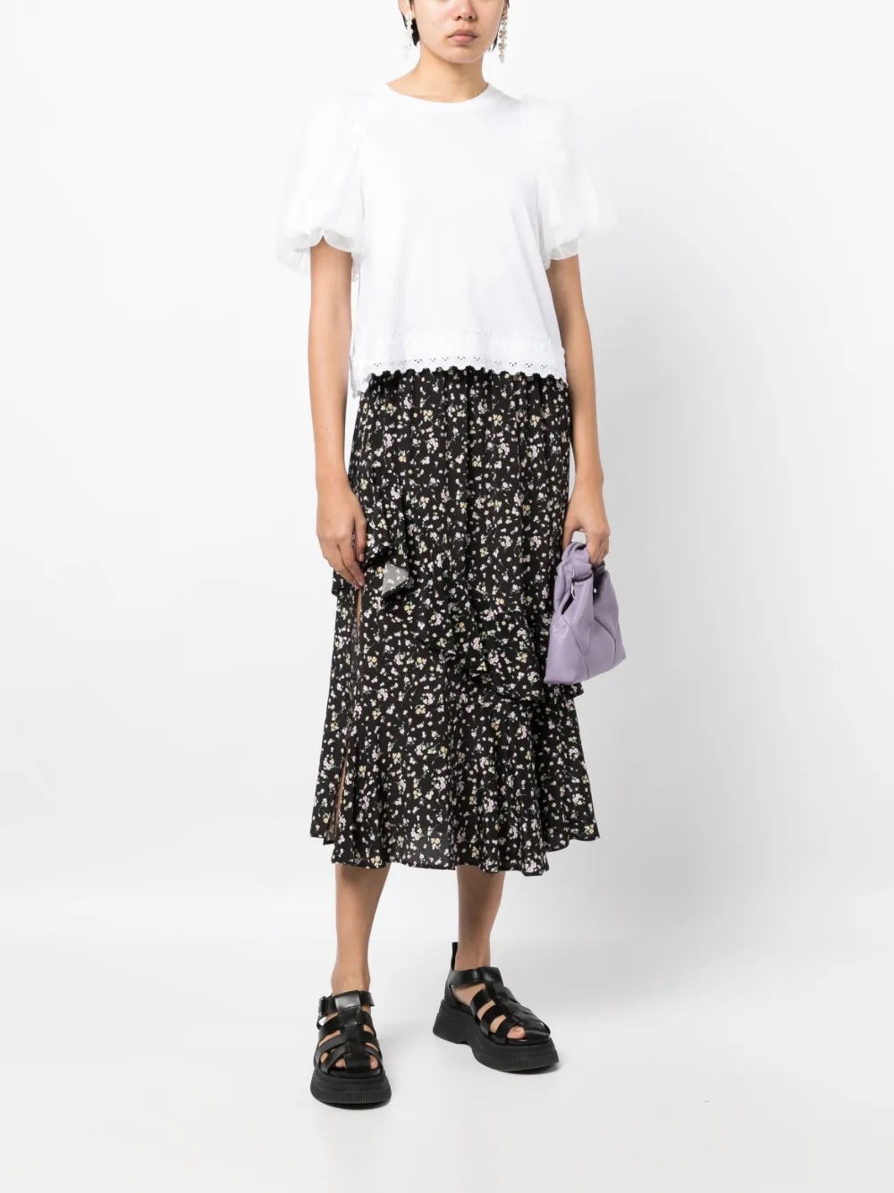 Floral-Print Tiered Skirt