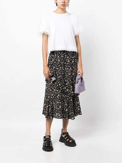 Floral-Print Tiered Skirt