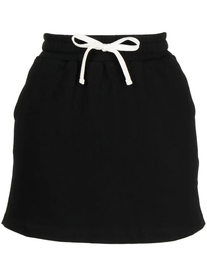 Drawstring Cotton A-Line Skirt