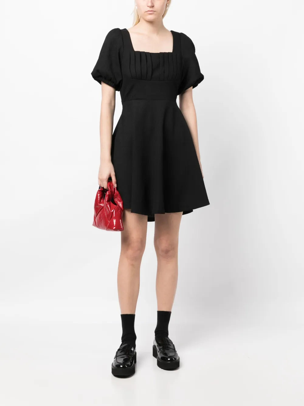 Short-Sleeve Flared Dress