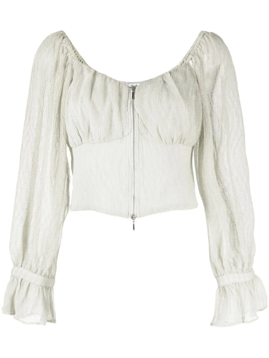 Boat-Neck Long-Sleeve Blouse