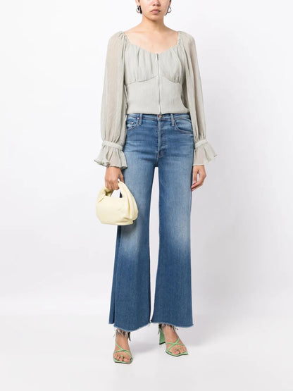 Boat-Neck Long-Sleeve Blouse