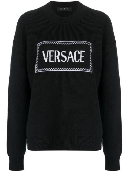 Logo-Intarsia Ribbed Jumper