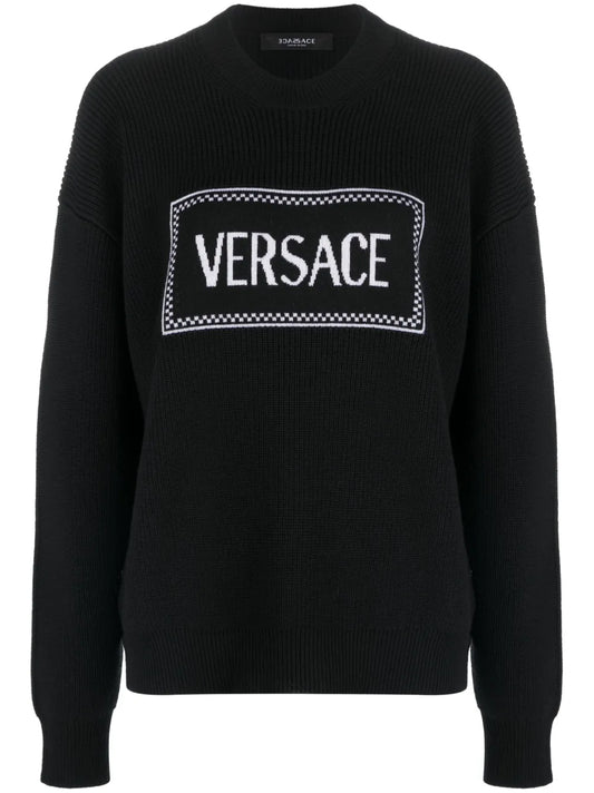 Logo-Intarsia Ribbed Jumper