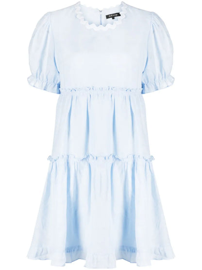 Tiered Short-Sleeved Flared Dress
