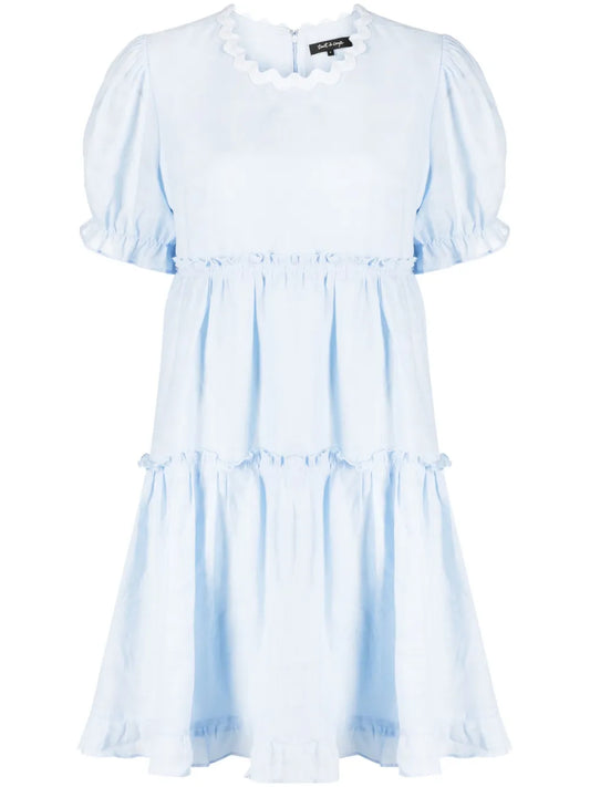 Tiered Short-Sleeved Flared Dress