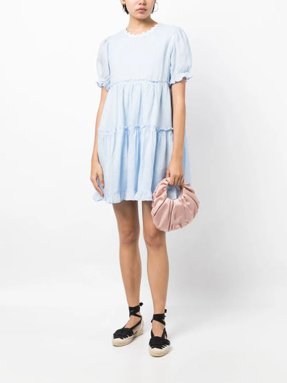 Tiered Short-Sleeved Flared Dress
