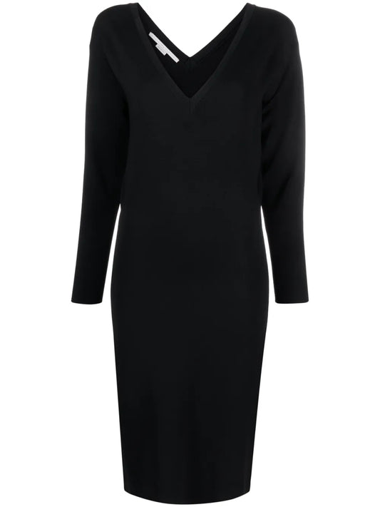 V-Neck Knitted Midi Dress