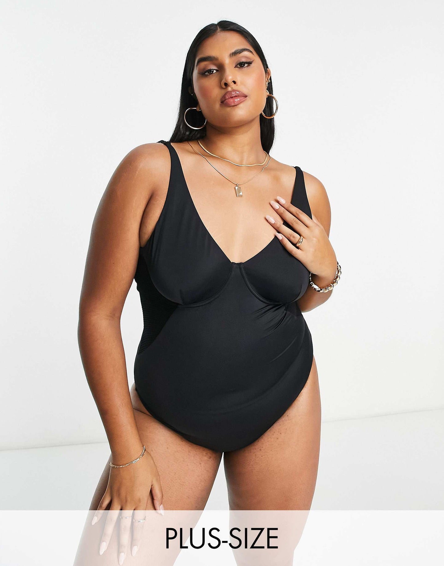 Fuller Bust Underwired Control Swimsuit With Mesh Insert