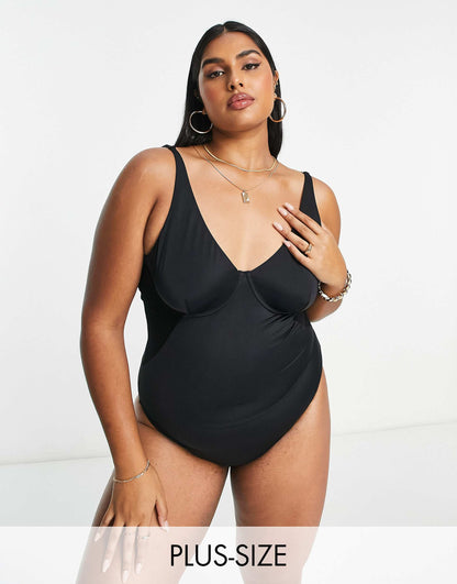 Fuller Bust Underwired Control Swimsuit With Mesh Insert
