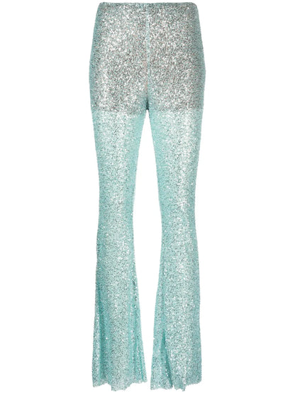 Sequin-Embellished Mesh Trousers