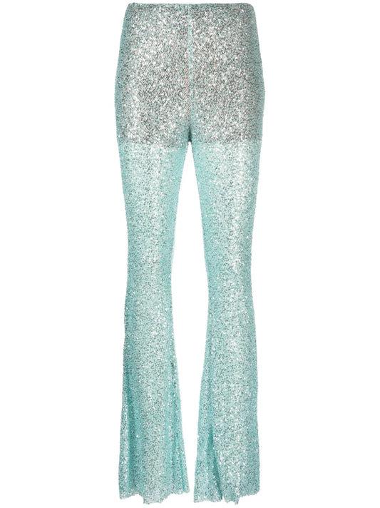 Sequin-Embellished Mesh Trousers