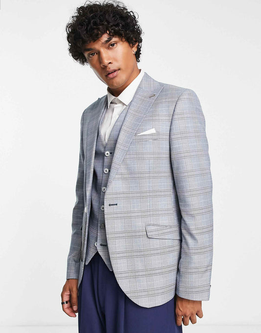 Earlswood Slim Fit Single Breast Check Blazer