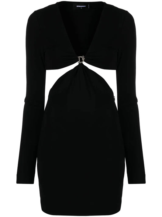 Logo-Embellished Cut-Out Minidress